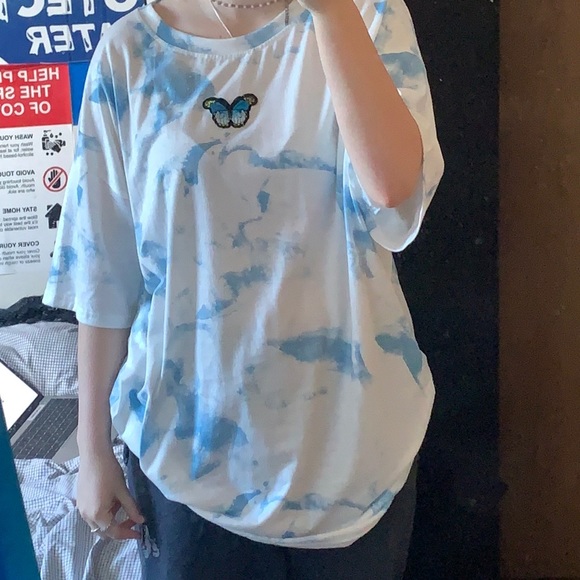 Tie dye butterfly embroidery tee dress - Picture 1 of 3